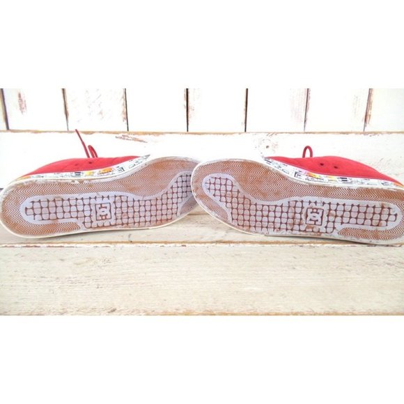 Red DC skater tennis shoes/red suede leather sneakers/skull/grafitti art - Picture 7 of 8